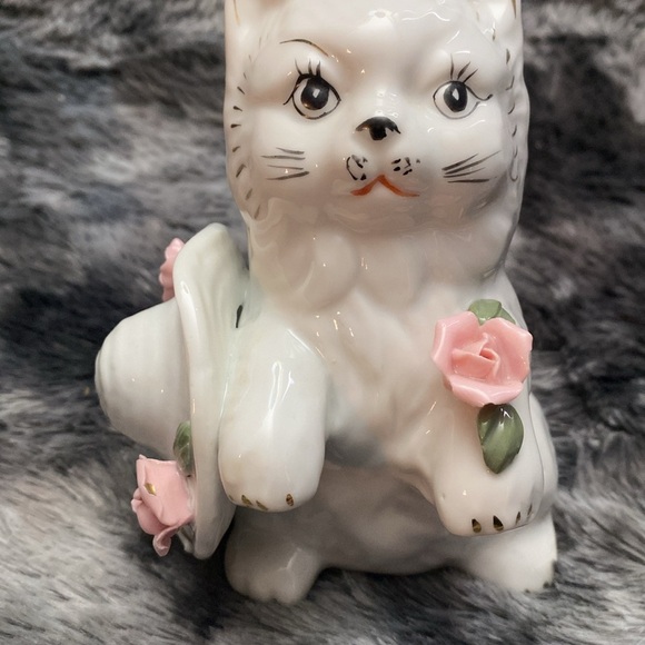 Vintage Cute Cat with Hat Porcelain Figurine - Picture 9 of 16
